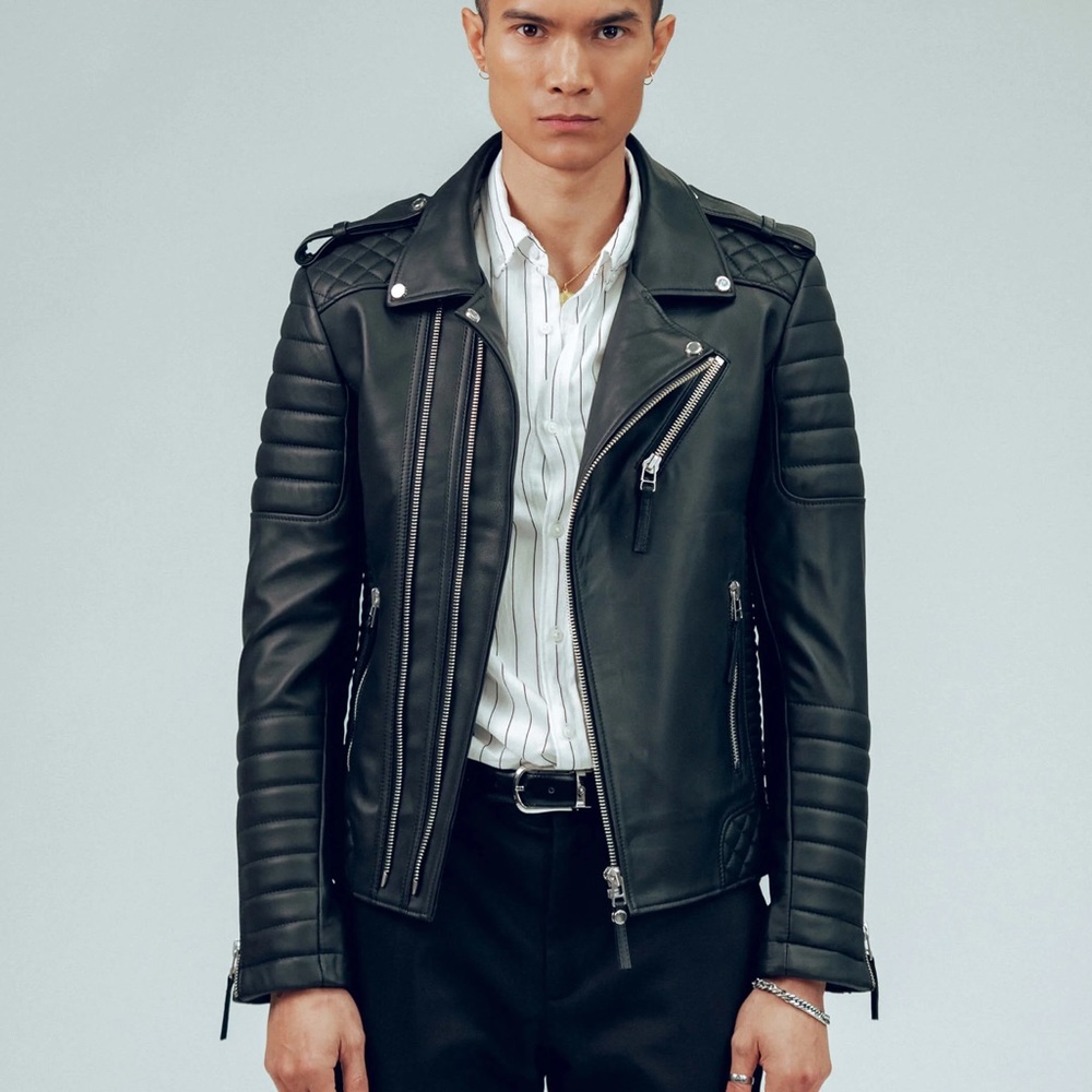 NWOT Boda Skins Kay Michaels Oil Black Leather Jacket Size S